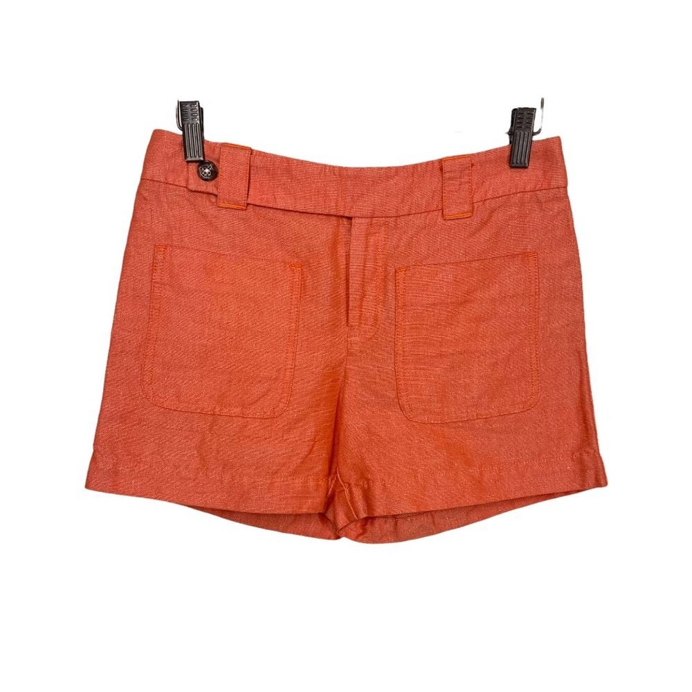 Daughters of Liberation No 2 Orange Linen Cotton Shorts XS